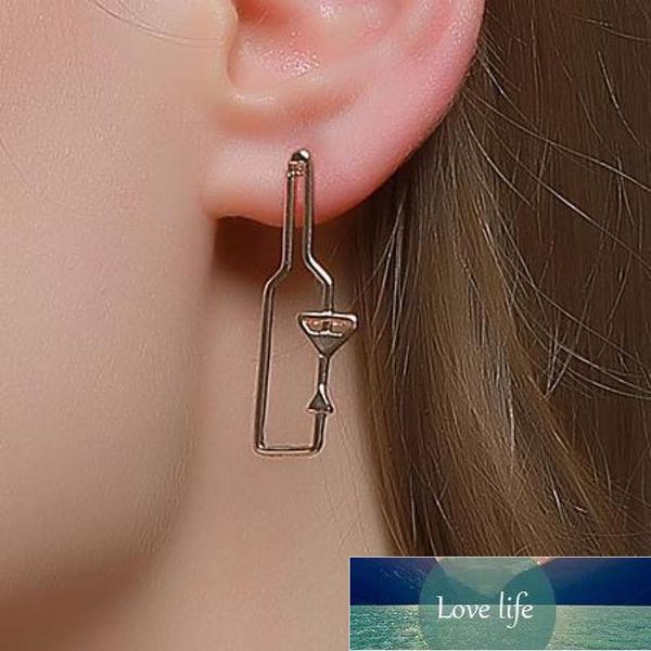 

red-wine-bottle earrrings wine-glass stud earrings for women earing jewelry fun abstract earings european american earring gift factory pric, Golden;silver