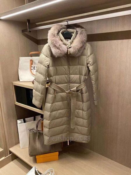 

women jacket parka designer monclair classic down jackets fox fur collar white duck down coats casual outdoor warm feather clothing doudoune, Black