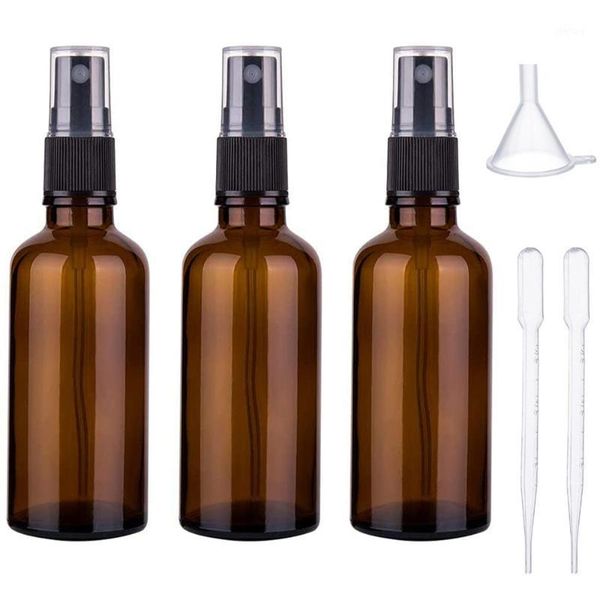 

storage bottles & jars hip 3pcs 100ml amber glass spray with fine mist sprayer dust cap, empty refillable liquid cosmetic bottle c