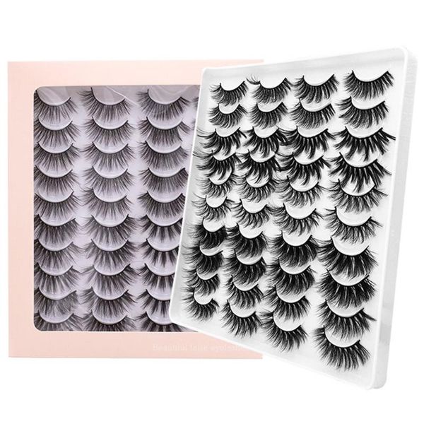 

false eyelashes 20 pairs 3d faux mink multilayer natural thick long eye lashes dramatic bushy fake makeup extension