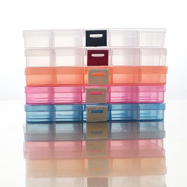 

storage bottles & jars 15 grids clear plastic jewelry box earrings rings case organizer container with removable dividers