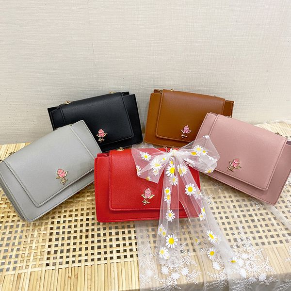 

fashion small crossbody bag 2020 korean new hardware female bag pu leather shoulder messenger bag casual chain square purse, Black;red