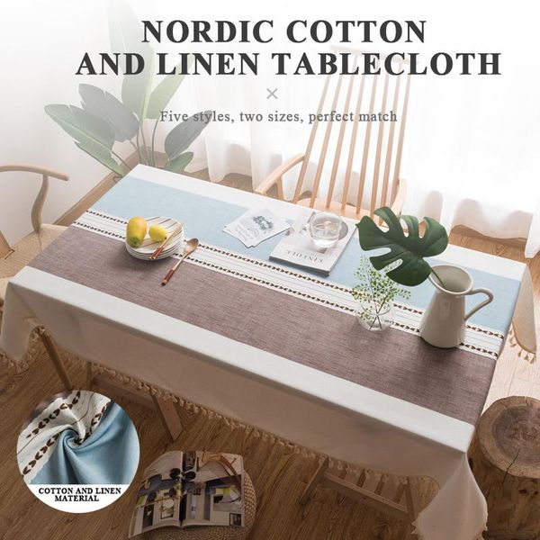 

table cloth cover cotton linen nappe modern rectangle embroidered fringed striped and plaid tablecloth for rectangular