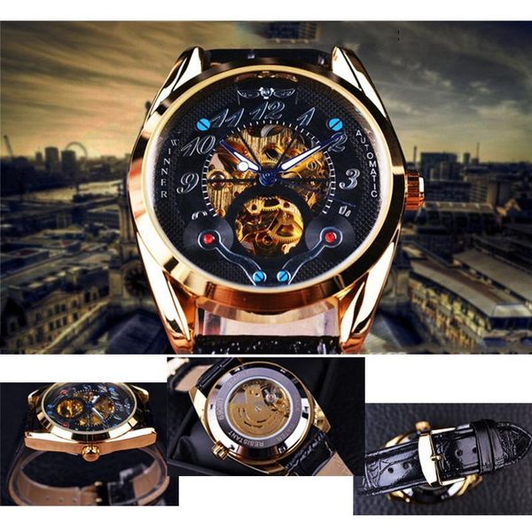 

wristwatches winner men's watch male mechanical men automatic fashion ultra thin, Slivery;brown