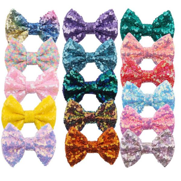 

hair accessories 10pcs/lot 2021 fashion 4inch big sequin messy bow no clip for girls kids cute diy party headwear, Slivery;white