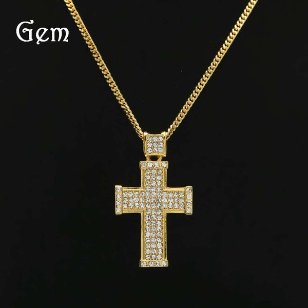 

hiphop classic diamond cross pendant men's hip hop necklace, Silver