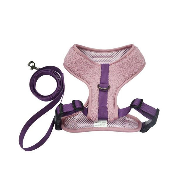

dog collars & leashes double buckle pet harness soft pulling rope practical chest strap creative traction (purple, size xl)