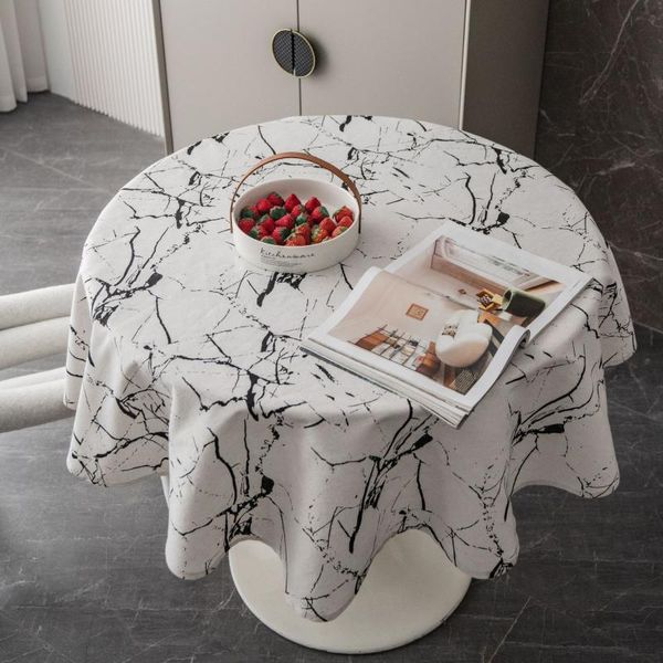 

table cloth round tablecloth, fabric household marble printing simple modern