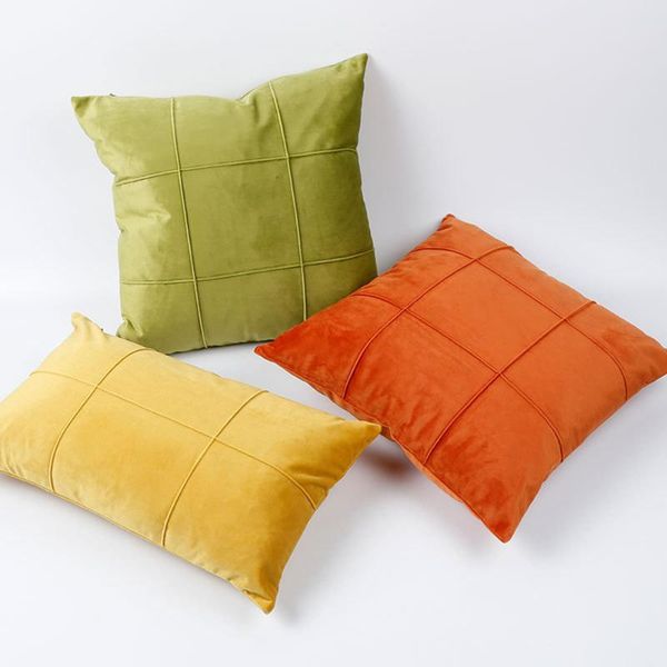 

cushion/decorative pillow handmade check velvet cushion cover case throw soft home decor