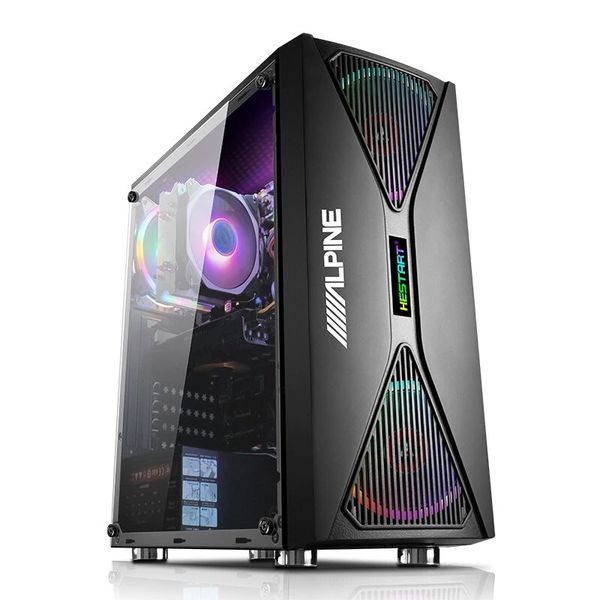 ATX-Computer-Gaming-Gehäuse, Desktop-Mainframe, Backline-Unterstützung, M-ATX/ITX-Motherboard für PC-Gamer-Gehäuse – Schwarz