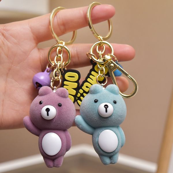 

cartoon creative flocking bear key ring a1, Silver