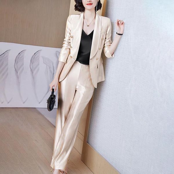 

women's two piece pants 2021 winter spring women set female tracksuit long sleeve suit ladies office high waist outfits q25, White