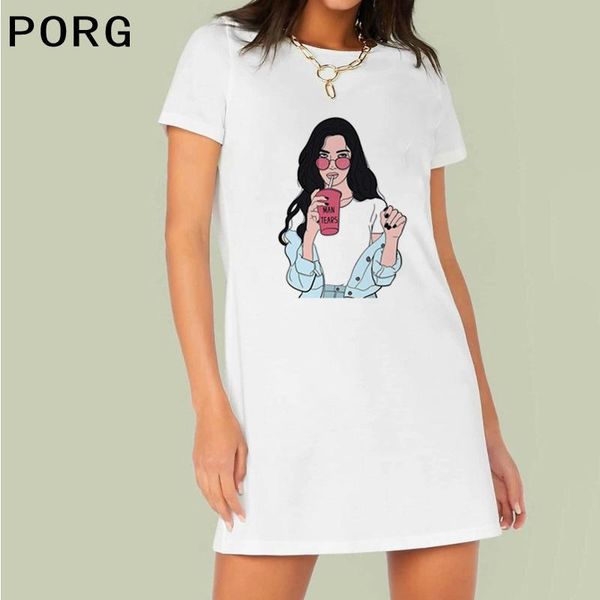 

casual dresses feminists girl power for year 2021 women summer white vintage a-line femme plus size gothic, Black;gray