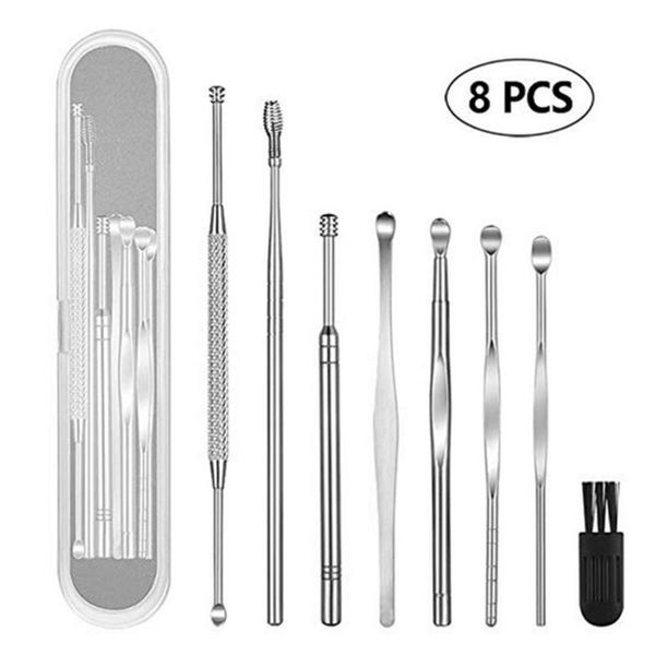 

electric nose & ear trimmers 8pcs wax removal kit cleaning tools earwax pick cleaner curette spoon set