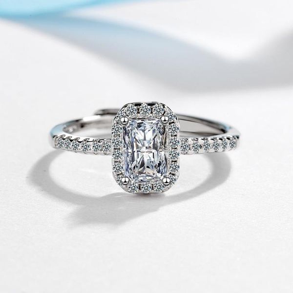 

cluster rings origin moissanite jewelry wedding bands ring for women anillos de bizuteria silver 925 gemstone diamond female box, Golden;silver