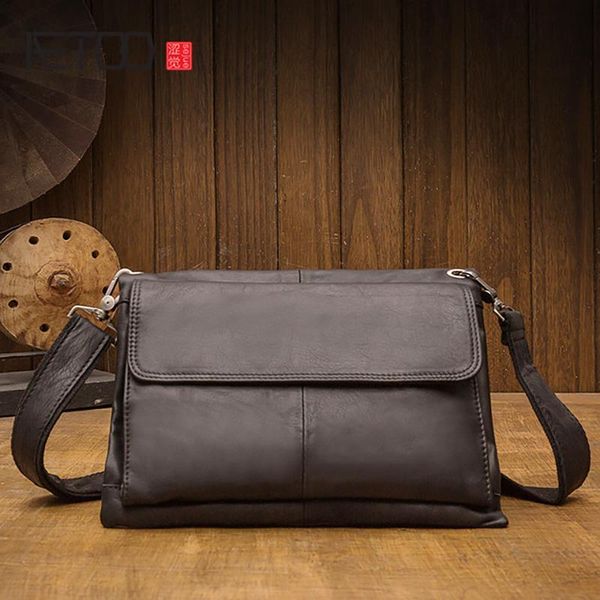 

HBP AETOO Trendy Men's Shoulder Bag, Casual Fashion Messenger Bag, Leather Personality Men's Bag, Black