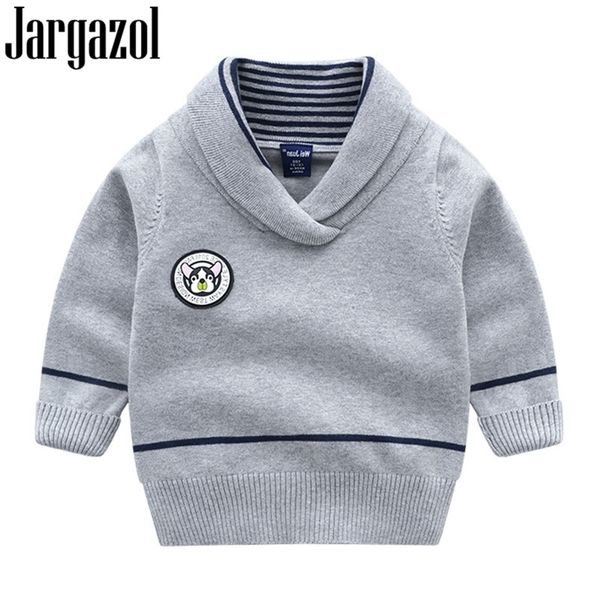 Jargazol Kleinkind Mädchen Pullover Cartoon Hund Brief Abzeichen Baby Jungen Kleidung Kinder Stricken Pullover Kinder Rot Pullover Jungen Kleidung 210308