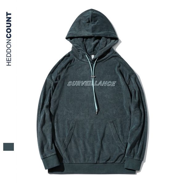 

2021 autumn new towel cotton letter embroidery trendy brand loose shoulder men's hoodie, Black
