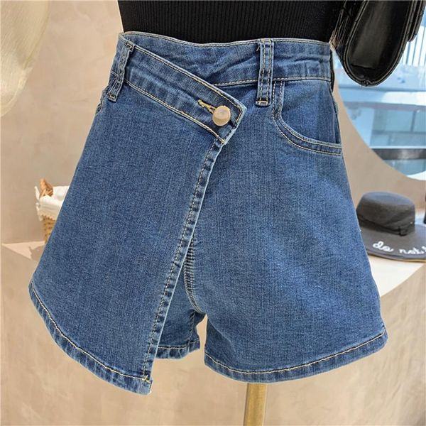 

women's jeans niche design clothing summer 2021 fashion high waist slim a-line denim short pantskirt, Blue