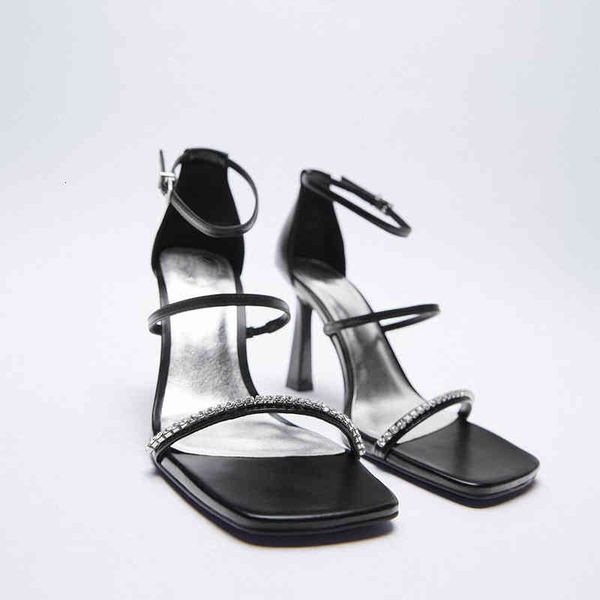 

sandals lmcavasun high heel shoes for women's one word ankle strap bright leather peep toe stiletto lady party d8fn, Black