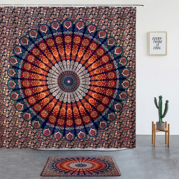 

shower curtains bohemia mandala set non-slip carpet bath mats bathroom decor rugs bathtub screen entrance door mat with hooks