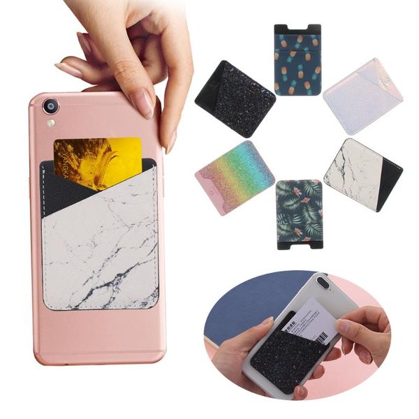 

card holders 1pc holder pouch phone storage wallet adhesive stick-on back pocket sticker sleeve, Brown;gray