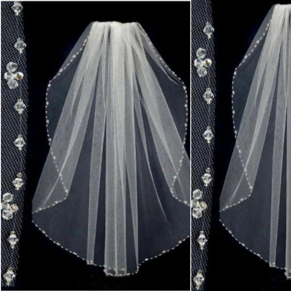 

bridal veils crystal beaded wedding tulle one layer veil short accessories party with comb, Black
