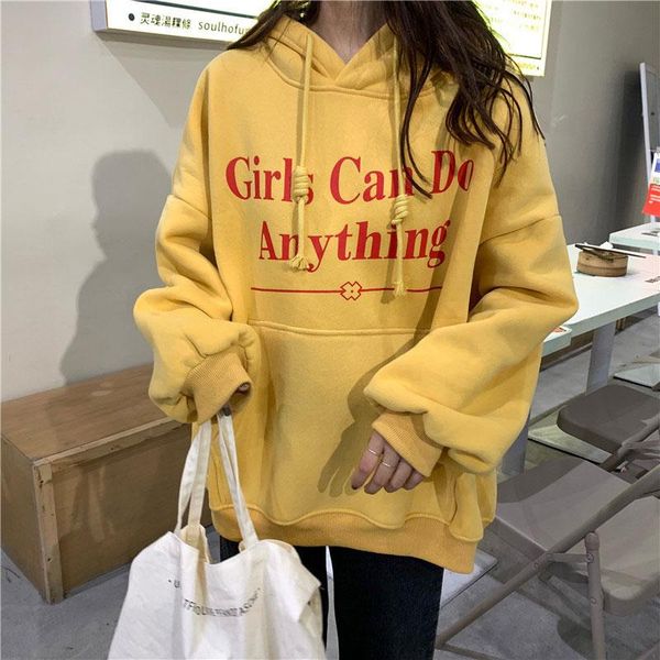 

women's hoodies & sweatshirts zottsoz casual korean harajuku hooded pullovers women fashion letter print loose streetwear female 2021, Black