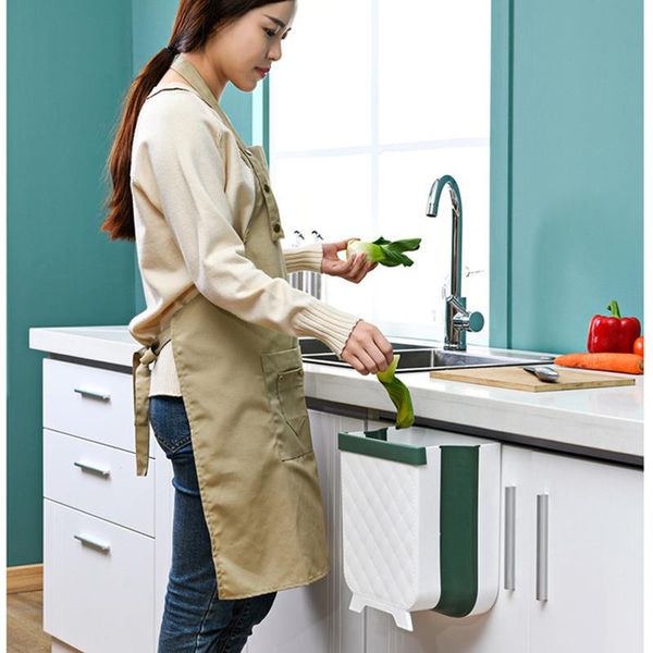 

7l folding garbage can kitchen dry&wet garbage classification bin wall mounted trashcan bathroom toilet waste storage