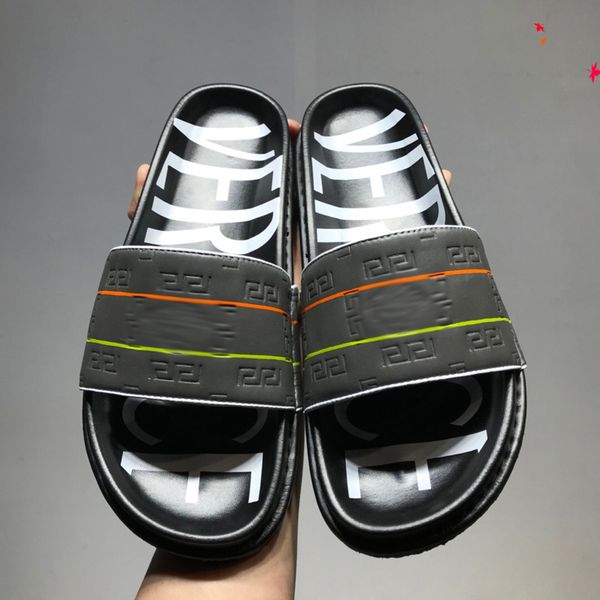 

luxurys men slippers designer rubber slides sandal mens designers flat fashion shoes beach flip flops flower with box size 39-45 -g382, Black
