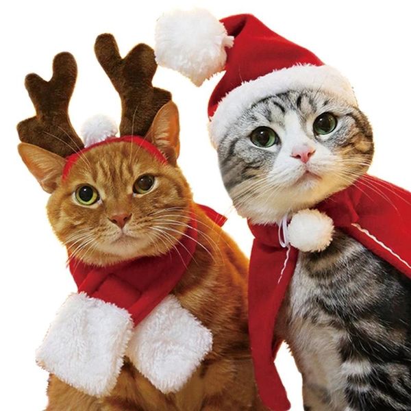 

berets pet dog cat clothes costume xmas hat scarf suit cloak dress up year christmas, Blue;gray