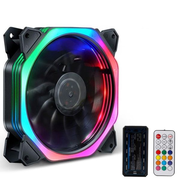 

fans & coolings 12 leds computer pc cpu case cooling fan with remote control cooler rgb for 120 x120x25mm