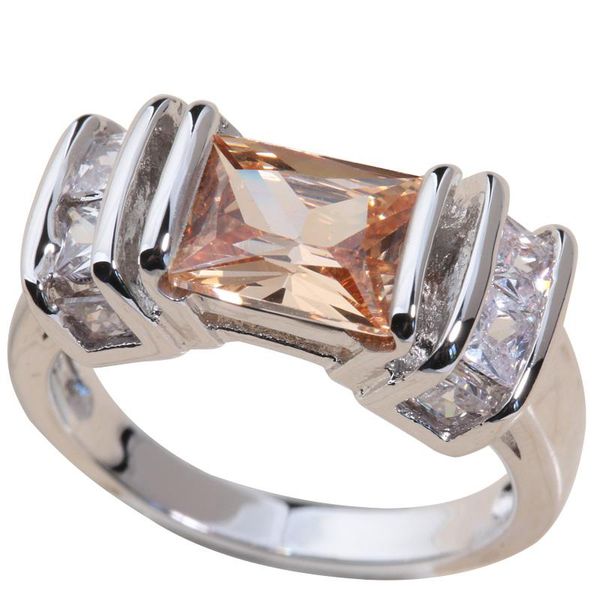 

wedding rings solitaire 4 color optiones red garnet green olive zircon silver plated argent ring size 6 7 8 9 s0674 s0676 s0785 s0816, Slivery;golden