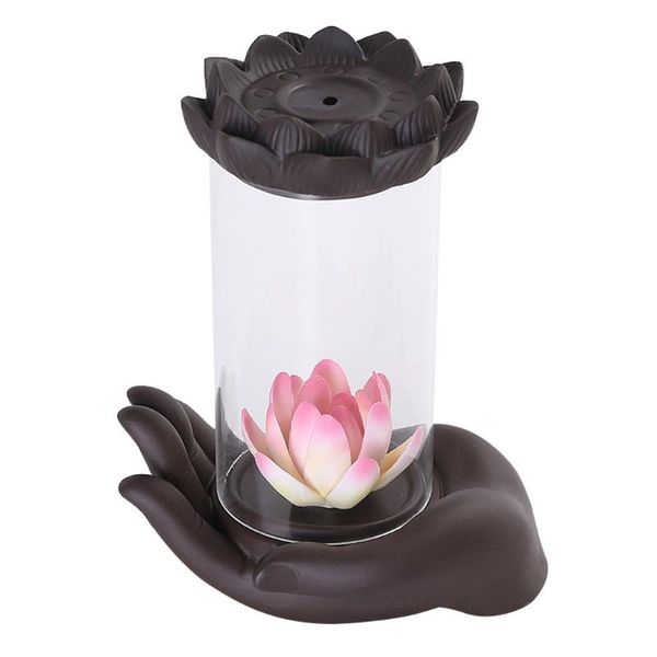 

fragrance lamps 449c lotus led backflow cone incense burner waterfall holders home decor statue ornaments and 20 cones