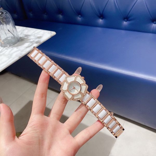 

petal diamond ring temperament ladies watch ceramic strap 36mm dial for girlfriend birthday gift christmas gift, Slivery;brown