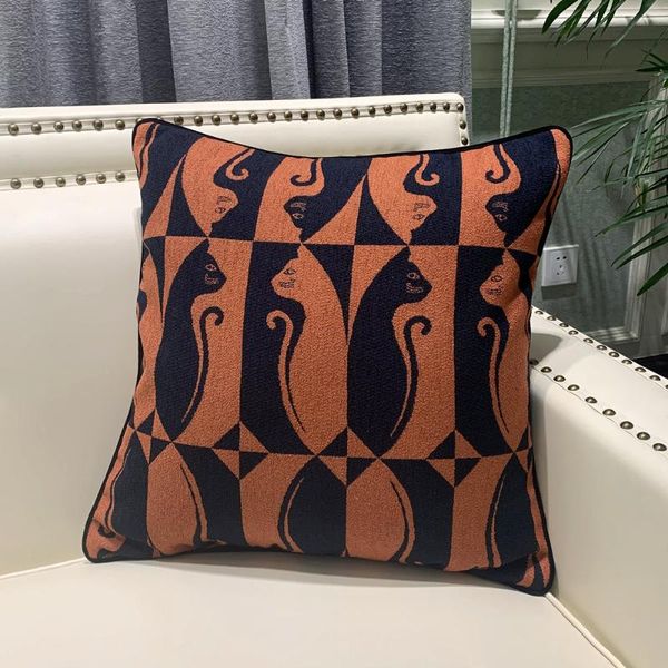 

cushion/decorative pillow modern black cats brick red mirror decorative case woven designer jacquard sofa chair cushion cover 45x45cm 1pc/lo
