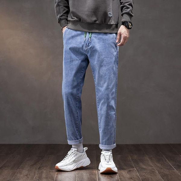 

men's jeans stretch waist plus size loose harem pants trousers oversize 4xl 5xl 6xl 7xl, Blue