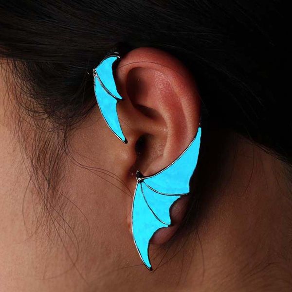 

fashion luminous ear cuff metal wing earrings men and women personality earring, Silver