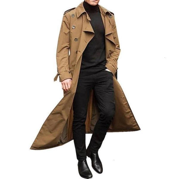 

2021 long fashion casual coat men's windbreaker, Tan;black