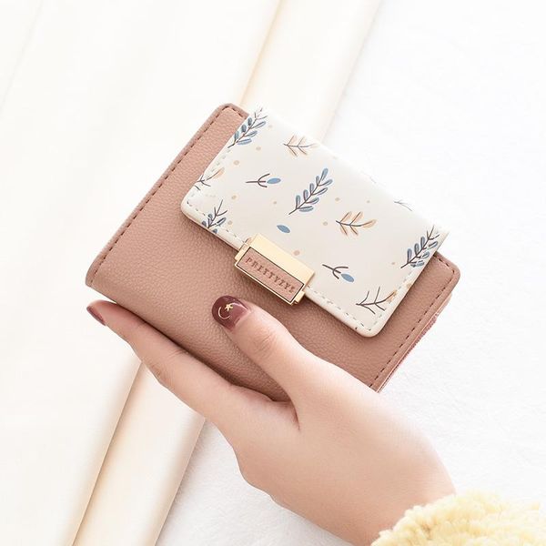 

purse wallets women's short 2021 small student korean cute zero fresh printed, White