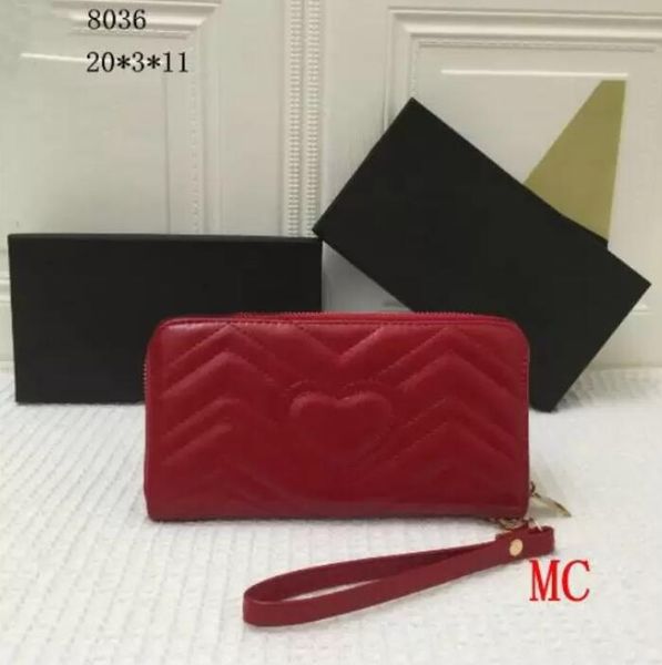 

marmont latest long portable wallet for women designer purse zipper money bag ladies card holder pocket coin hold, Red;black