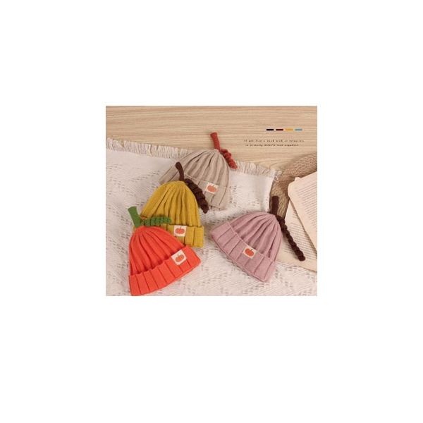 

ins with a small pumpkin shape children's knitted beret cute baby concave shape melon hat autumn and wi jllkwg, Yellow