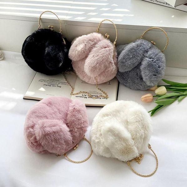 

evening bags shoulder long ears messenger bag drop cute warm winter for women plush handbag lady