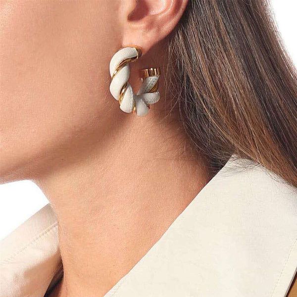 

hbp fashion ins fashionable leather metal twist braided and wound female silver needle temperament net red earrings