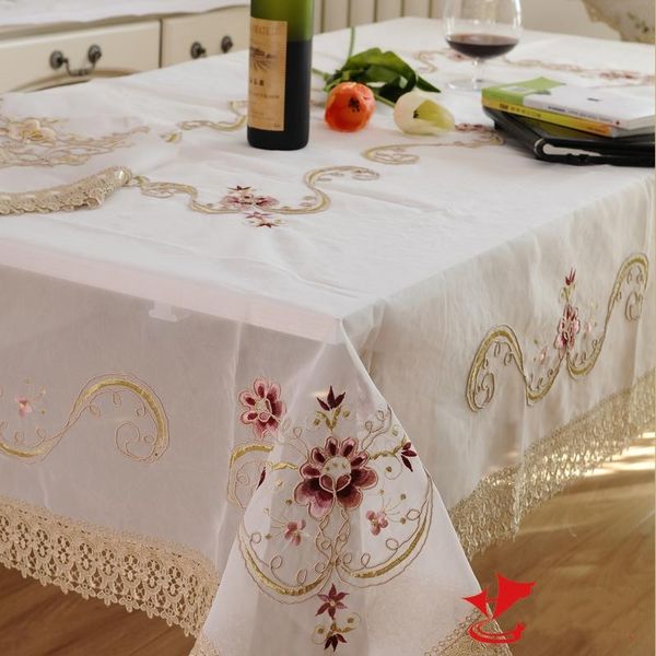 

table cloth christmas clothes kingart hand white lace tablecloth rectangle embroidery set flower cover for wedding