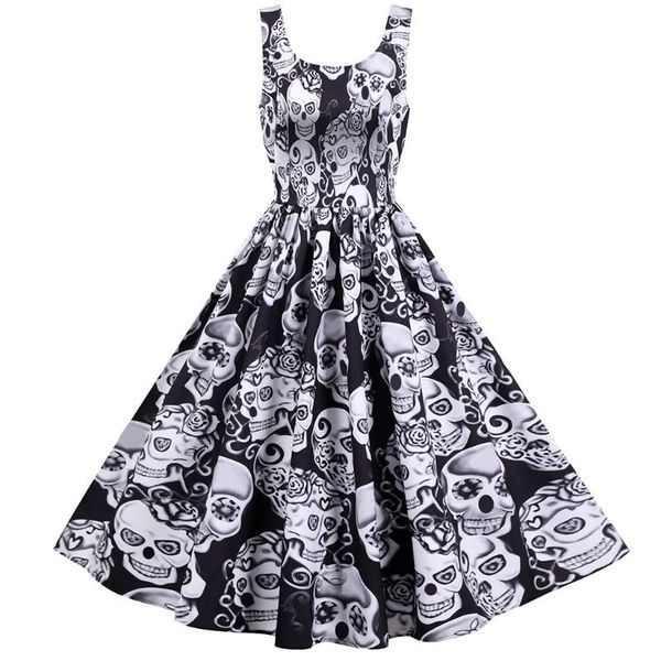 

casual dresses women vintage sleeveless halloween 1950s evening party dress mujer vestidos housewife costumes 2021, Black;gray