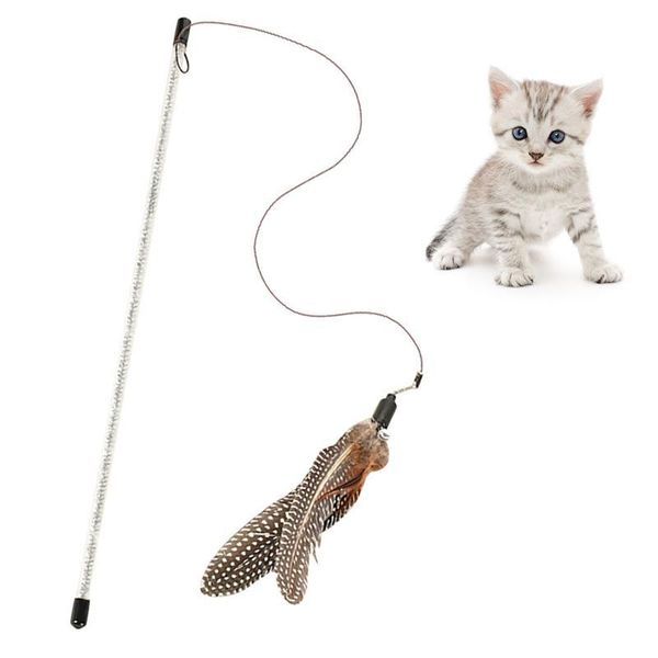 

cat toys 1pc teaser wand fake feather bell decor interactive toy training pet supplies