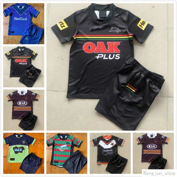 

kids kit 2021 2022 rugby jerseys melbourne broncos west tiger rabbit leopard home away boys jersey child set children suit 21 22 quality, Black;gray