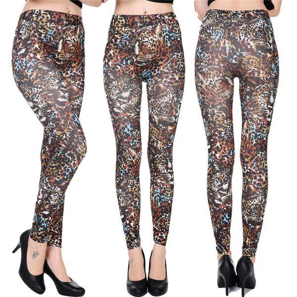 

women's leggings leopards skinny slim high elastic waist pencil pants summer fashion milk leopard punk rock style sexy, Black