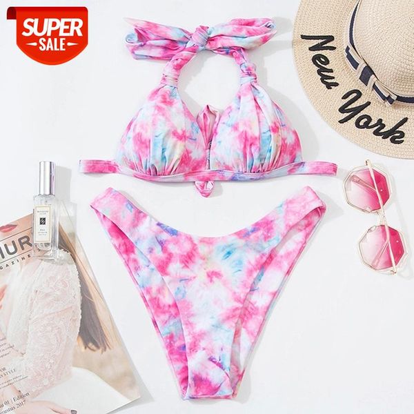 

Swimsuit Women's Swimwear 2021 Sexy Tie Dye Bikini Push Up High Leg Thong Bikinis Set Swimming for Bathing Suit Woman Swimsuits #Hf8w, White;black